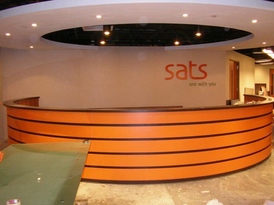 sats terminal - reception - office interior design by ada builders pte ltd